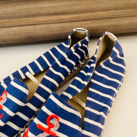 Anchor Blue Stripe Slip On Shoes Espadrilles Size 9 Women’s Nautical Summer - Picture 11 of 14